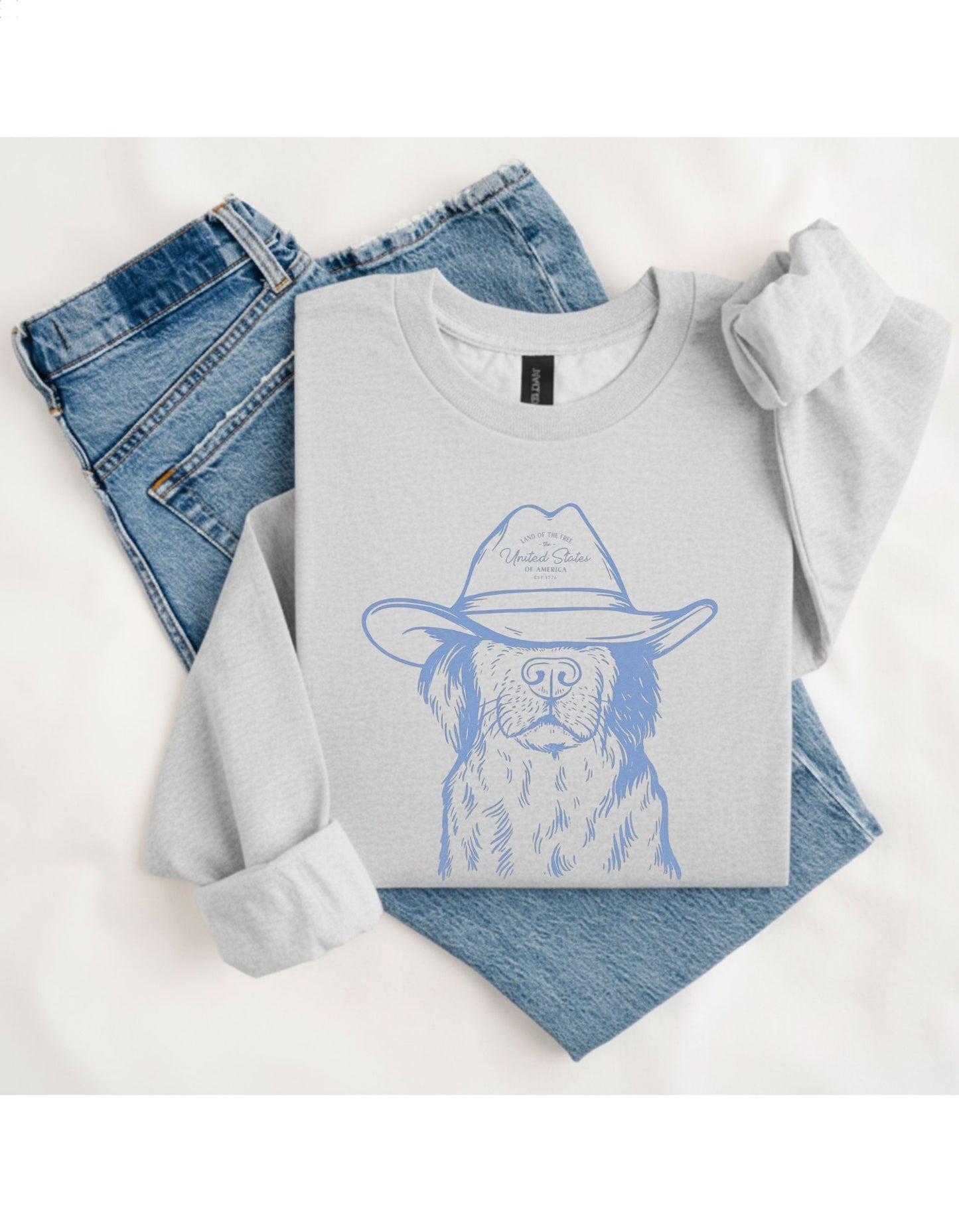 Land of the Free Cowboy Dog T-Shirt & Sweatshirt