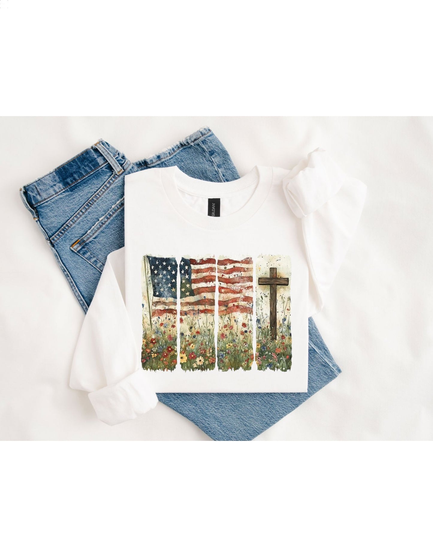 Faith & Freedom Wildflower Flag T-Shirt