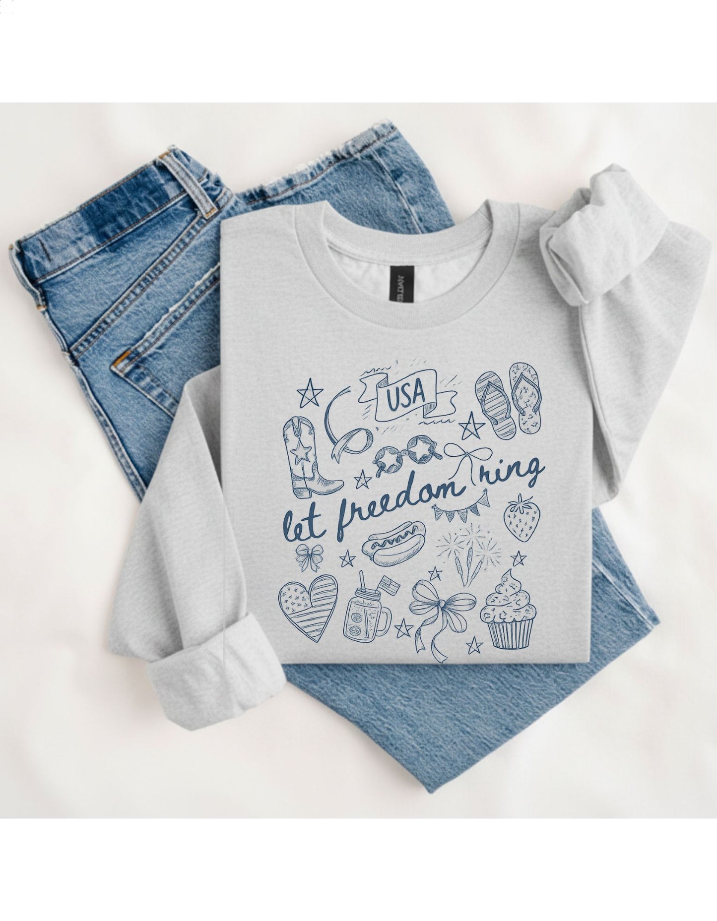 Let Freedom Ring USA Doodle T-Shirt & Sweatshirt