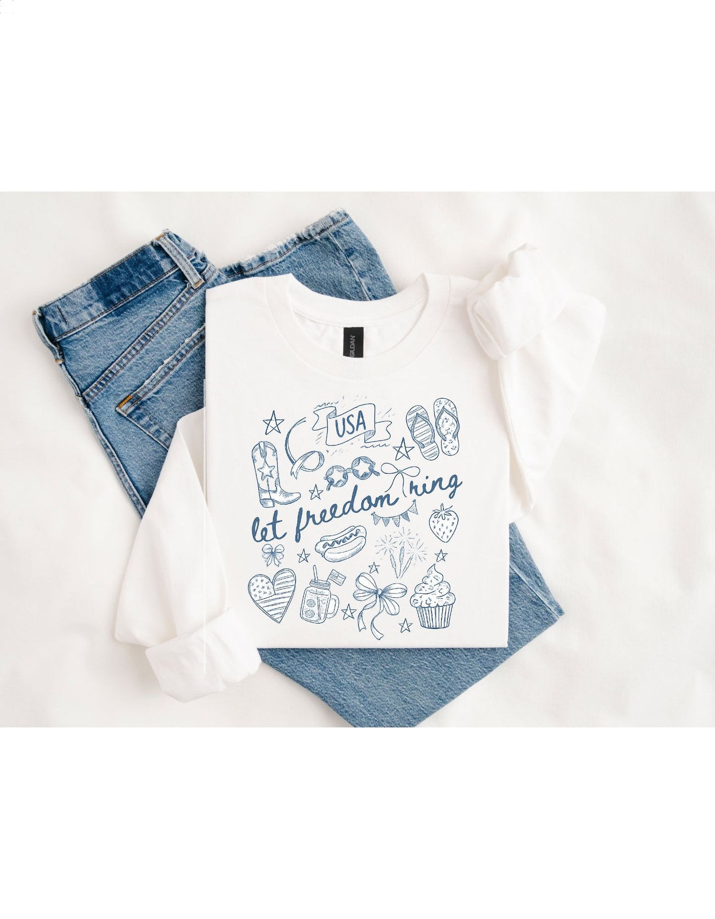 Let Freedom Ring USA Doodle T-Shirt & Sweatshirt