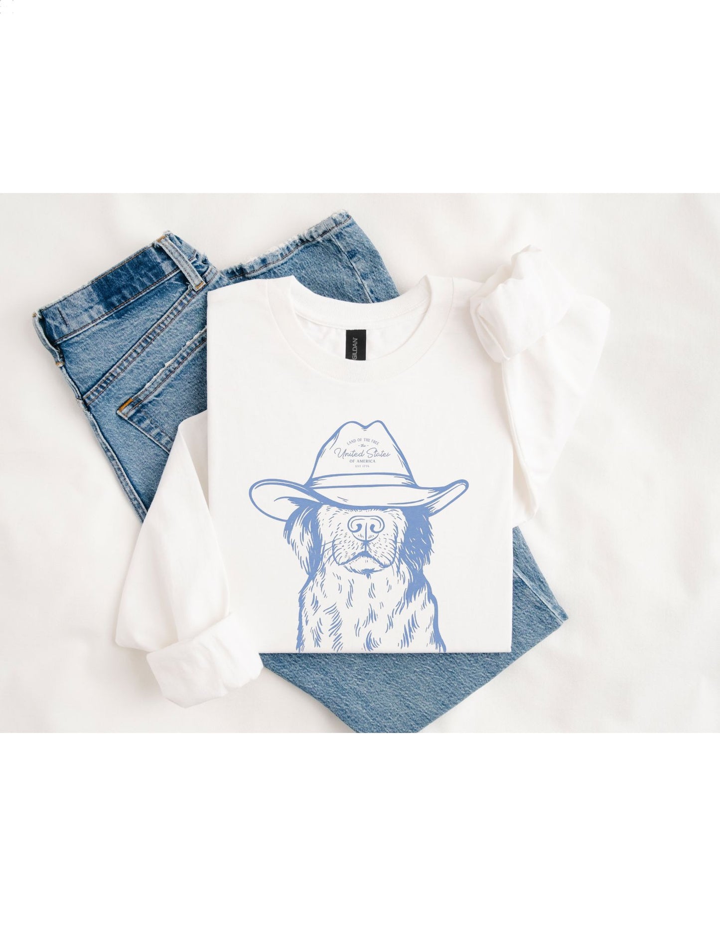 Land of the Free Cowboy Dog T-Shirt & Sweatshirt