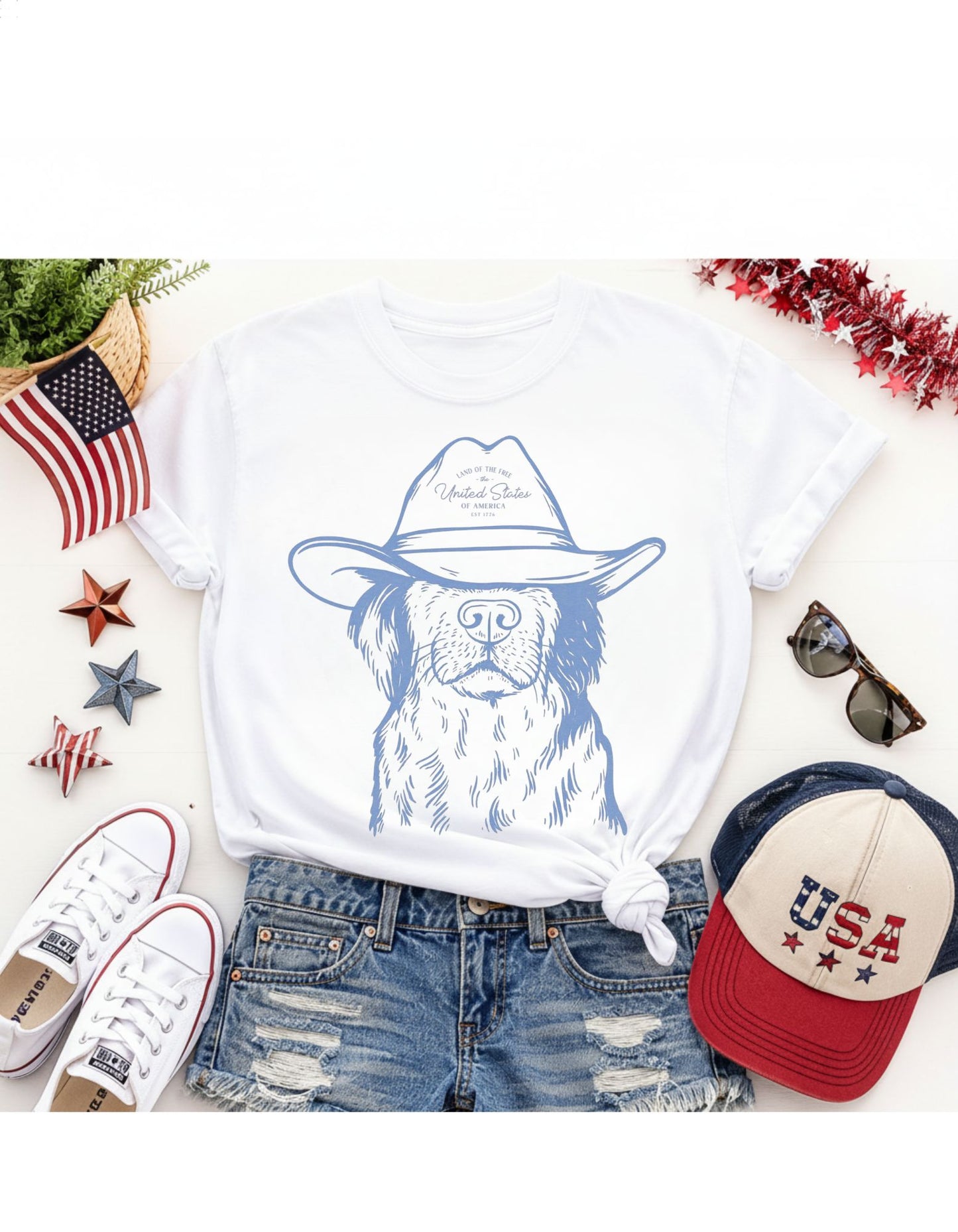 Land of the Free Cowboy Dog T-Shirt & Sweatshirt